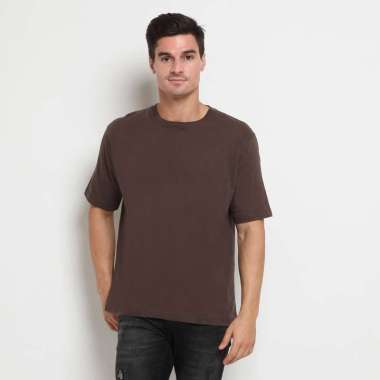 RBJ T-shirt Cotton Polos Oversized Pria Brown M