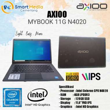 Laptop Axioo Mybook 11G|Intel N4020|4GB|128GB SSD|11,6" FHD IPS|Resmi