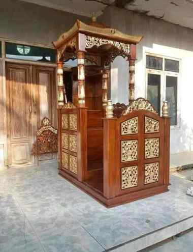 Mimbar jati, podium, mimbar masjid, furniture jepara