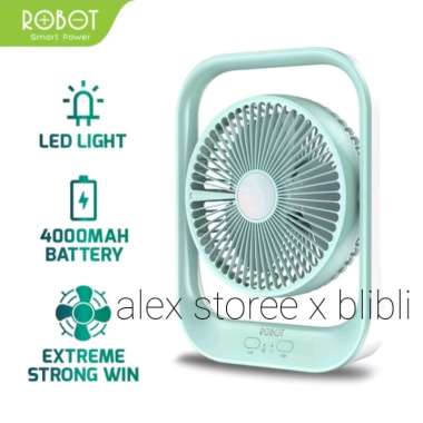 Robot RT-BF13 RTBF13 Kipas Angin Portable Fan USB 7 inch 4000mAh Rotateable with LED Light Dekstop R