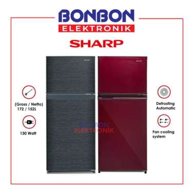 Sharp Kulkas 2 Pintu SJ-195MD-SG/SR / SJ 195 MD SG SR - Silver Gray