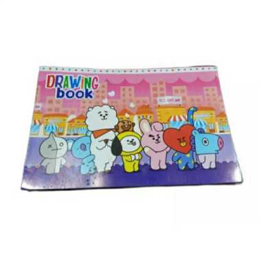 BUKU GAMBAR UKURAN A4 KARAKTER KARTUN BTS / BT21. KERTAS TEBAL DAN MURAH isi 1 buku