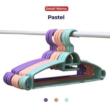 6 PCS GANTUNGAN BAJU PLASTIK WARNA PASTEL MOTIF ROTAN - JAPAN STYLE LAUNDRY HANGER UNGU