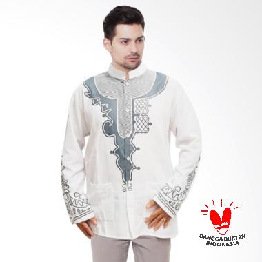 Okechuku Black Panther Printing Lengan Panjang Baju Koko - Putih