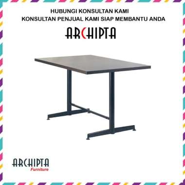 Archipta Furniture - Meja Makan Cafe Resto Kaki Tiang 2 Besi / SS 2" - Full Set Set Meja 60x120 Besi