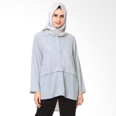 Covered Up Radea Tops in Grey Blouse Muslim Wanita - Grey