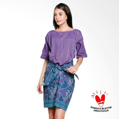 Lombang Batik by Yati Law Tenun Tali Ikat Dress - Ungu