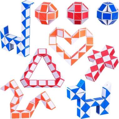 Magic Ruler Snake Puzzle Cube Mainan Montesori Edukasi Rubik Ular Blok Hijau - size 24