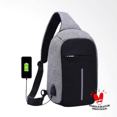 Lansdeal Laptop Backpack Crossbody Bags Tas Selempang Pria - Grey