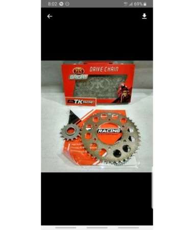 Gear Set Sprocket Baja 428 TK RACING YAMAHA SCORPIO OLD NEW Rantai 428HS Gold Emas Gigi Tarik Origin