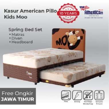 American Pillo Kids Brown Moo 2in1 Set Springbed - Brown Yellow 120 x 200 Brown Yellow Jawa Timur