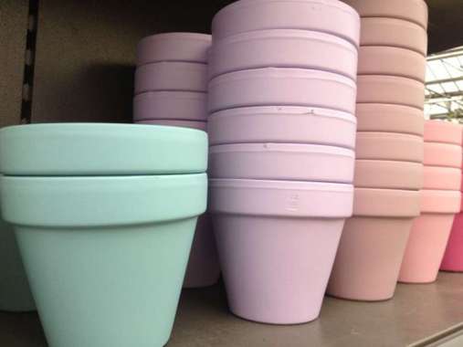 Pot Lukis Pastel ukuran 8 cm dan 10 cm Claypot Gerabah Tanah Liat warna Pastel / Soft untuk Tanaman 
