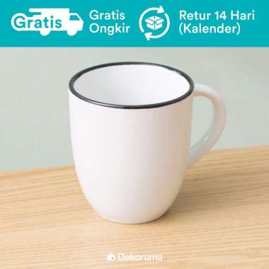 Dekoruma Rippa Gelas Polos dari Stoneware - Putih | Mug Tahan Panas