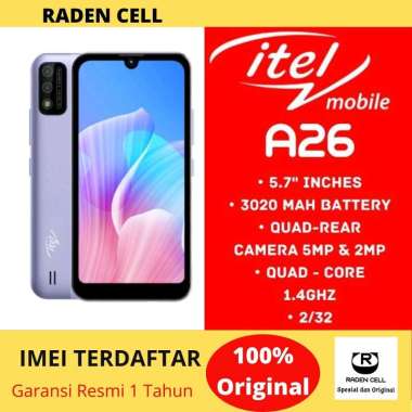 Itel A26 Ram 2/32 GB Handphone 4G Murah Handphone Android 4G Murah HP Android 4G Murah Garansi Resmi