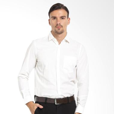 Johnwin Slim Fit Lengan Panjang Kemeja Formal Pria - Putih
