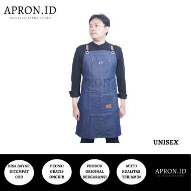 Celemek Apron Denim Barista Barbershop Bartender Cafe Coffeshop Waiter waitress Multifungsi Unisex