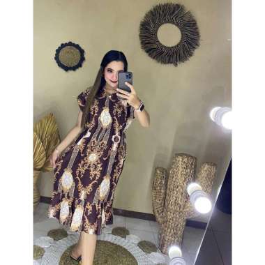 DASTER ARAB RENDA SULTAN MAROKO LENGAN PENDEK RAYON / DASTER RENDA / DASTER BUSUI COKLAT