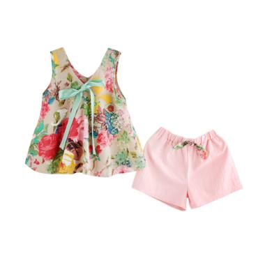 CHICLE Motif Bunga Setelan Baju Anak Perempuan
