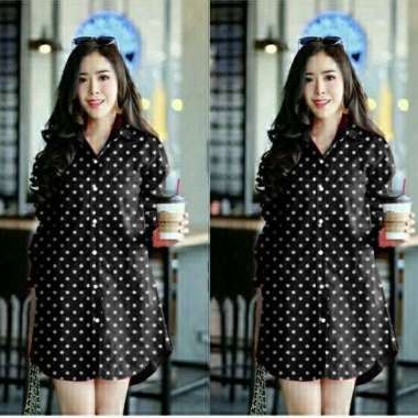 longkem polka/Tunik polka/dress polka/kemeja panjang polkadot