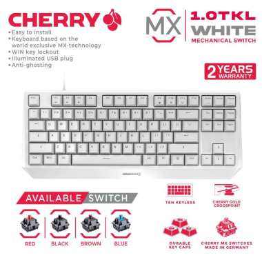 CHERRY MX Mechanical Gaming Keyboard TKL - MX1.0 TKL NBL WHITE RED SWITCH