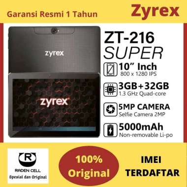 Zyrex ZT 216 Super 10 Inch Ram 3/32 GB Tablet 4G Murah Tab 4G Murah Garansi Resmi 1 Tahun