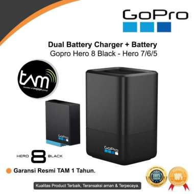 GoPro Dual Battery Charger + Battery Gopro Hero 8 Black - Hero 7/6/5