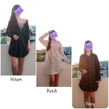 Tunik Kotak / Dress Kotak / Cardigan Kotak / Dress Cubety Putih