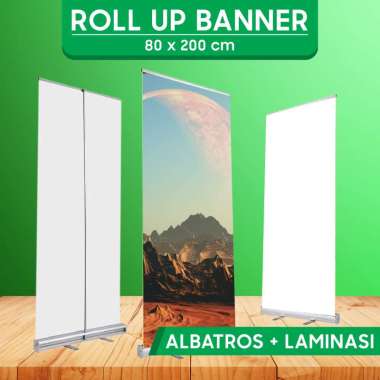Cetak Roll Up Banner - Custom Baner - Print Roll Banner - 60x160 cm - ALBATROS + LAMINASI
