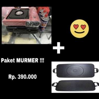 Kompor Gas Portable + Alat pemanggang + 3 Tabung Gas (Paket Lengkap)