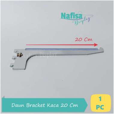 Nafisa Display [1 Pc] Daun Bracket Kaca 20 Cm Siku Braket Penyangga Rak Dinding Perlengkapan Display