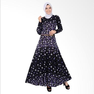 Jfashion Violin Dot Long Dress Gamis Maxi Tangan panjang Wanita - Ungu