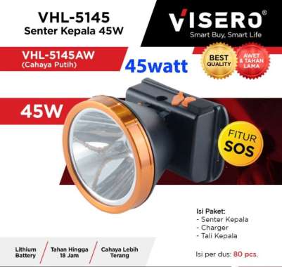 Senter kepala 45w cahaya putih VISERO VHL-5145 45w head lamp headlamp cahaya putih