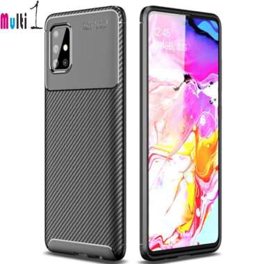 Auto Focus Samsung Galaxy A71 4G Silicone Carbon Fiber Soft Case Black