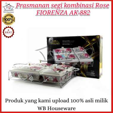 Prasmanan segi basi set keramik tebal motif Rose FIORENZA AK-882