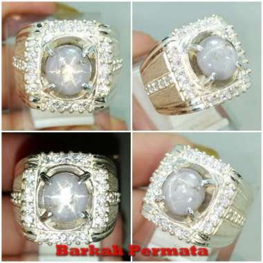 Cincin Batu White Safir Star ceylon Srilangka Asli Putih