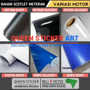 Skotlet Motor Warna Doff Dan Glossy Mengkilap / Stiker / Sticker Mobil Meteran Hitam Doff