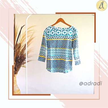 atasan blouse tribal tosca wanita perempuan baju branded jumbo lengan 7/8 panjang branded import SIZ