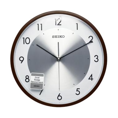 Seiko QXA615B Quiet Sweep Second Hand Jam Dinding Dark Brown White