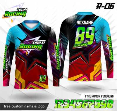 Jersey racing baju balap kaos motor lengan panjang MERAH XXXL