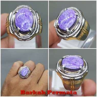 Batu Cincin Akik Charoite Bulu Macan Ungu Asli Ungu