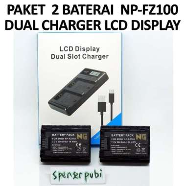Paket Charger & 2 Baterai SONY A6600 A7R IV A7R Mark III A7 III A9 Mark II Alpha A9 NP-FZ100 Battery