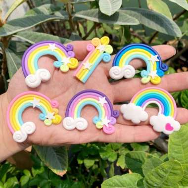 RAINBOW JUMBO CHARM - pelangi pastel unicorn hiasan slime craft diy