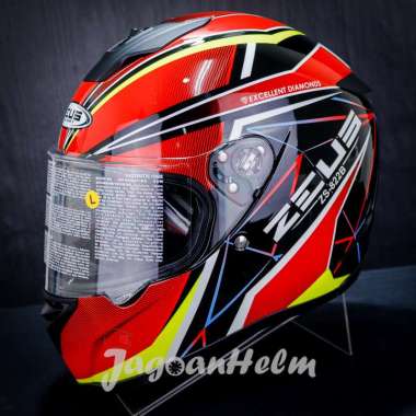ZEUS HELM ZS822B | BLACK AO22 RED | ZS822 - ZS-822 FLAT VISOR M