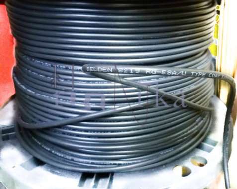 Roll Belden 8219 USA Kabel Koaksial RG-58 Coaxial RG58 Tembaga Serabut
