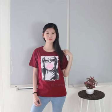 ELLIPSESINC Kaos Oversize Pria & Wanita Bubble Gum L Maroon