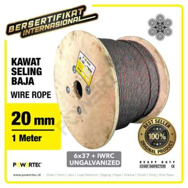 Wire Rope - Kawat Seling Baja 6x37 IWRC 20mm Ungalv POWERTEC - 1 Meter