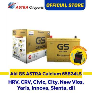 GS ASTRA Calcium 65B24LS aki untuk mobil Honda HRV, CRV, City, Civic, Toyota New Vios, Yaris, dll