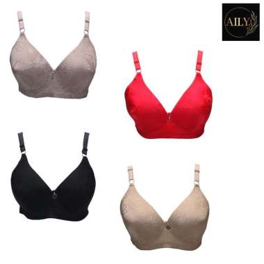 Aily FR09 Bra Wanita Jumbo Tanpa Kawat Cup D Merah 42D