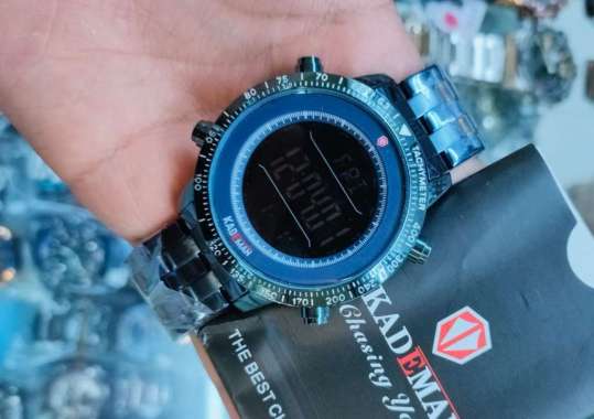 BERGARANSI 100% Jam Tangan Pria KADEMAN DUALTIME ORIGINAL Water Resistant Rantai Stainlees Steel Jam