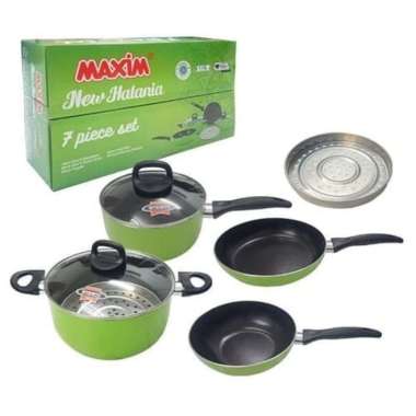 MAXIM PANCI SET - NEW HALANIA 7 PCS SET TEFLON ANTI LENGKET ORI 100% Multicolor